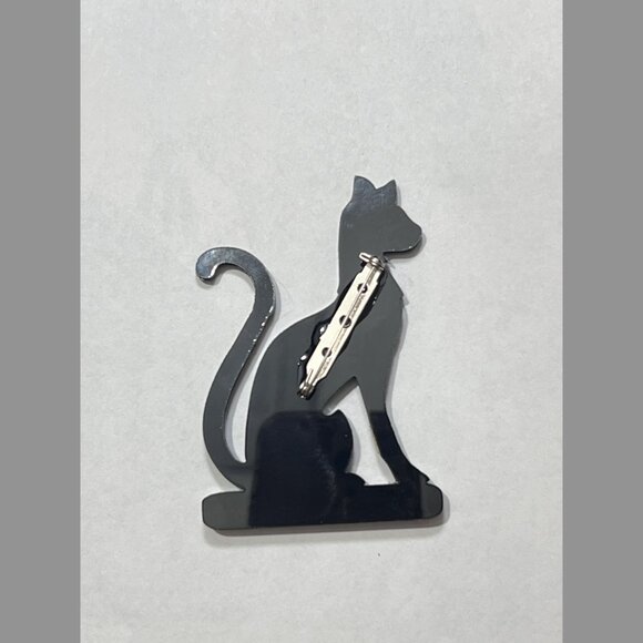 Large Egyptian Goddess Bast Statement Brooch, Bastet Black Cat Goddess Pin - Picture 5 of 6